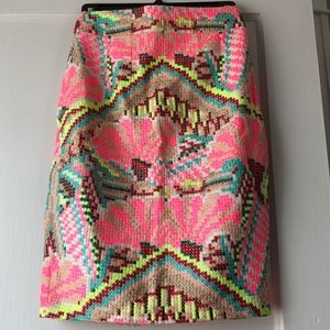 ANTHROPOLOGIE Daksha Neon Fish Fry Pink Skirt Sz 2